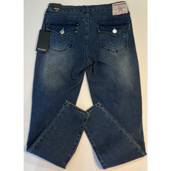 True Religion Woman’s Jennie Curvy Mid Rise Super Skinny Blue Stitch 29x29 NEW - Picture 5 of 8
